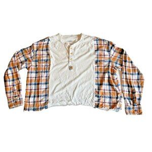 Unisex XXL Upcycled CARHART Goodfellow Fall Plaid Distressed Mixed Media Hipster